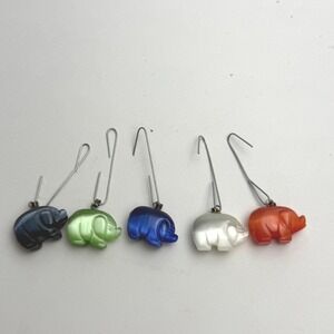 Pig Ornament Carved Stone Rock Set Multicolor Cute Whimsical